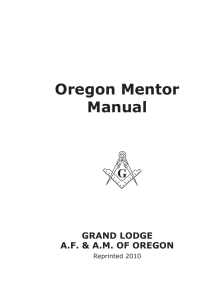 Oregon Mentor Manual - Masonic Grand Lodge of Oregon