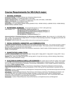 Course Requirements for NS-CALS major