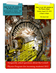 Freshman Brochure - Cornell University Department of Physics