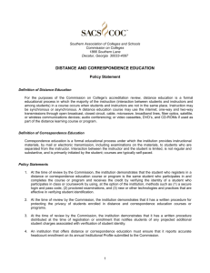Distance and Correspondence Education Policy Statement