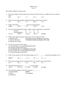 CHEM 1211K Test IV MULTIPLE CHOICE (3 points each) 1) How