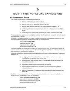 RDA: Resource Description and Access: Chapter: 6: Identifying