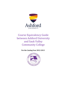Course Equivalency Guide between Ashford University and Sauk