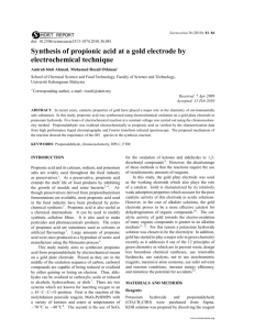 Synthesis of propionic acid at a gold electrode by electrochemical