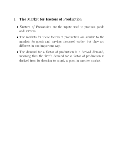 1 The Market for Factors of Production