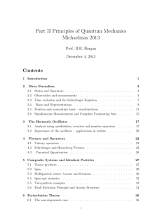 Part II Principles of Quantum Mechanics Michaelmas 2013