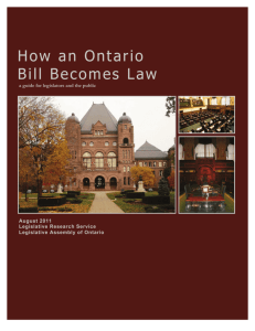 How an Ontario Bill Becomes Law - the Legislative Assembly of