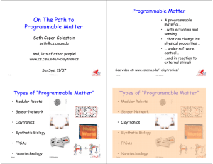 On the Path Towards Programmable Matter." PDF