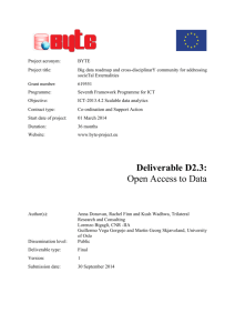 Deliverable D2.3: Open Access to Data