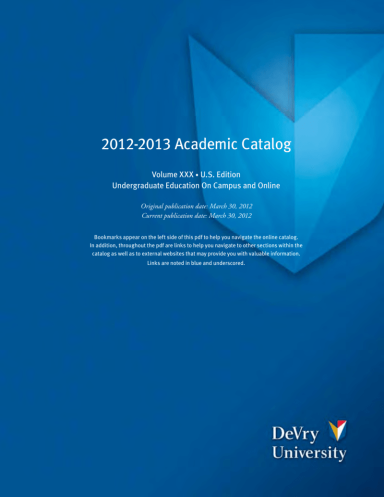 DeVry University Academic Catalog with Course