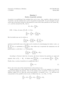 Handout 1 Statics of particle systems