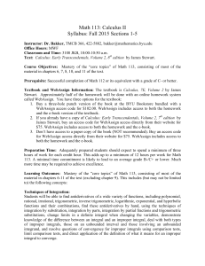 Math 113: Calculus II Syllabus: Fall 2015 Sections