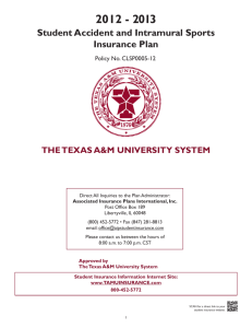 Student Accident and Intramural Sports Insurance Plan