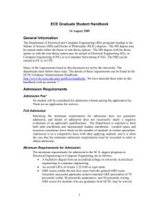 ECE Graduate Student Handbook General Information Admission