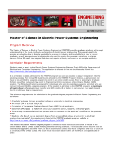 Master of Science in Electric Power Systems Engineering