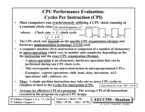CPU Performance Evaluation: Cycles Per Instruction (CPI)