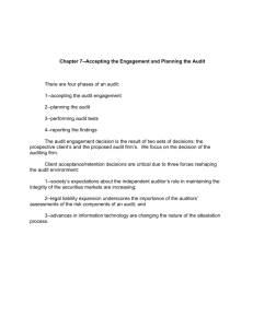 Chapter 7--Accepting the Engagement and Planning the Audit There