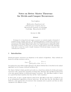 Notes on Better Master Theorems for Divide-and-Conquer