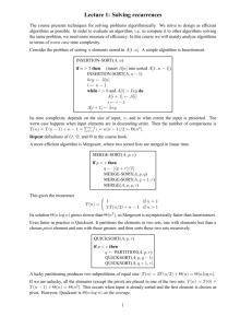 Lecture 1: Solving recurrences