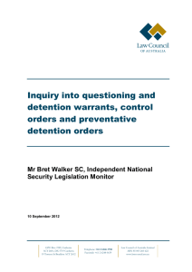 Inquiry into questioning and detention warrants, control orders and