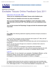Excitable Tissues Online Feedback Quiz 2011