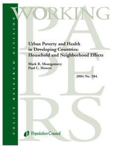 Urban Poverty and Health in Developing Countries