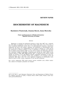 biochemistry of magnesium - Uniwersytet Warmińsko
