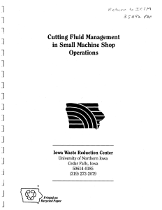 Cutting Fluid Management in Small Machine Shop