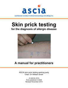 Skin prick testing for the diagnosis of allergic disease