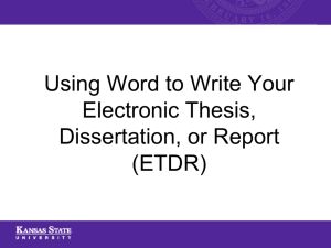 Using Word to Write Your Electronic Thesis - K