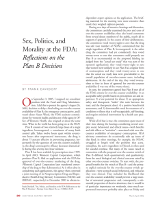 "Sex, Politics, and Morality at the FDA: Reflections on the Plan B