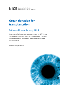 Organ donation for transplantation