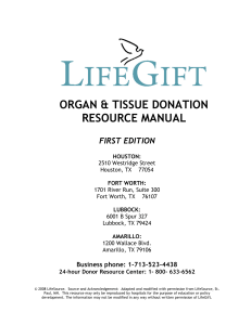 LifeGift Organ & Tissue Donation Resource Manual