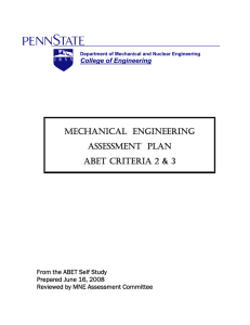 mechanical engineering assessment plan abet criteria 2 & 3