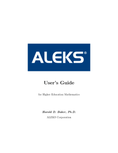 ALEKS User's Guide - Aquin Catholic Schools