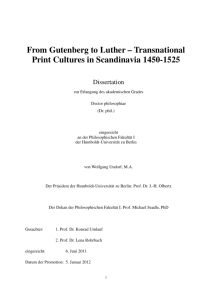 From Gutenberg to Luther – Transnational Print Cultures in