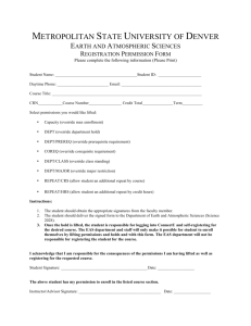 Registration Permission Form - Metropolitan State University of Denver