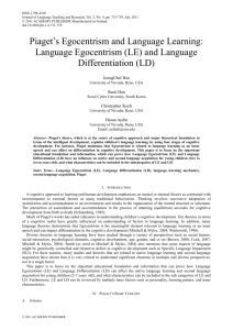 Piaget's Egocentrism and Language Learning: Language Egocentrism