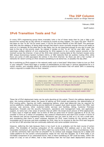 The ISP Column IPv6 Transition Tools and Tui