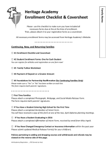 1 Enrollment Checklist and Cover Shee﻿t
