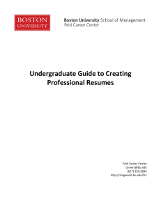 Undergraduate guide to creating professional resumes