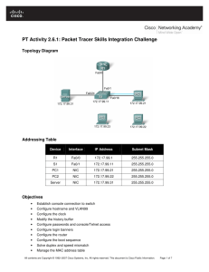 PT Activity 2.6.1: Packet Tracer Skills Integration Challenge