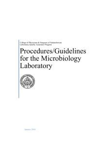 Procedures/Guidelines for the Microbiology Laboratory