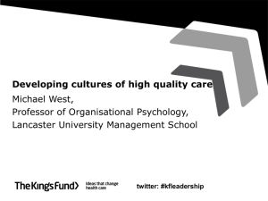 Professor Michael West: developing cultures of high quality care