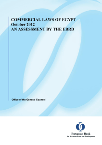 COMMERCIAL LAWS OF EGYPT October 2012 AN