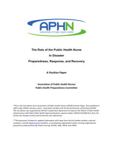 The Role of the Public Health Nurse In Disaster