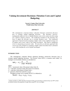 Valuing Investment Decisions: Flotation Costs and Capital Budgeting