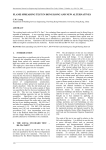 FLAME SPREADING TEST IN HONG KONG AND NEW