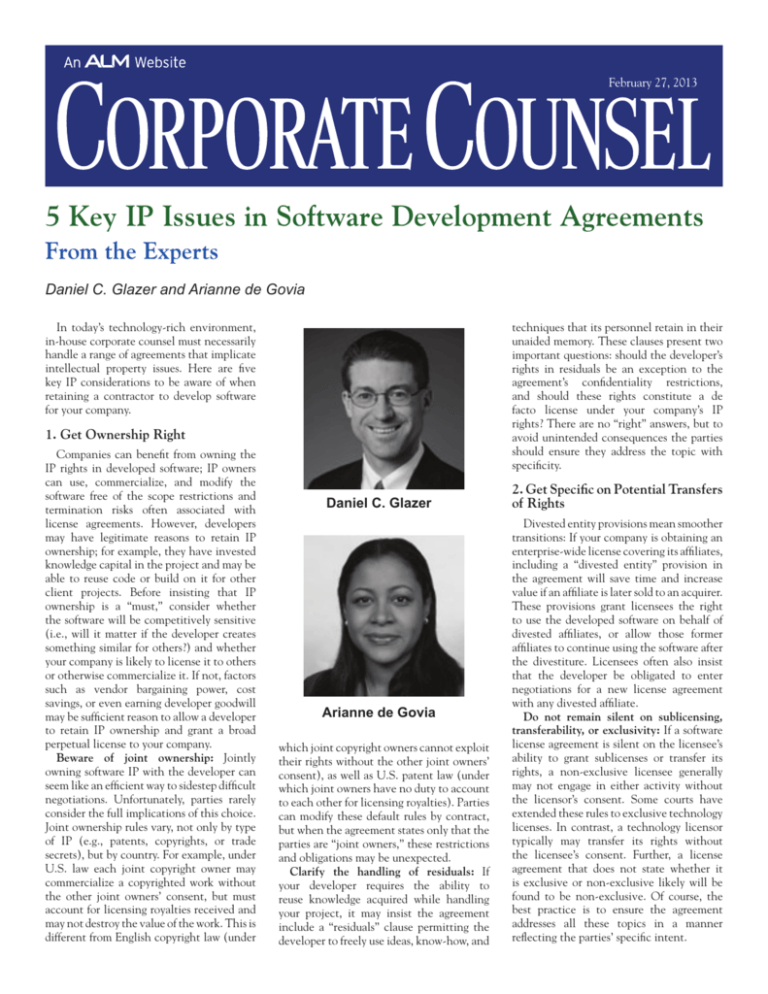 5 Key IP Issues In Software Development Agreements