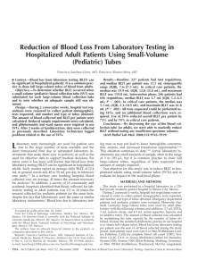 Reduction of Blood Loss From Laboratory Testing in Hospitalized